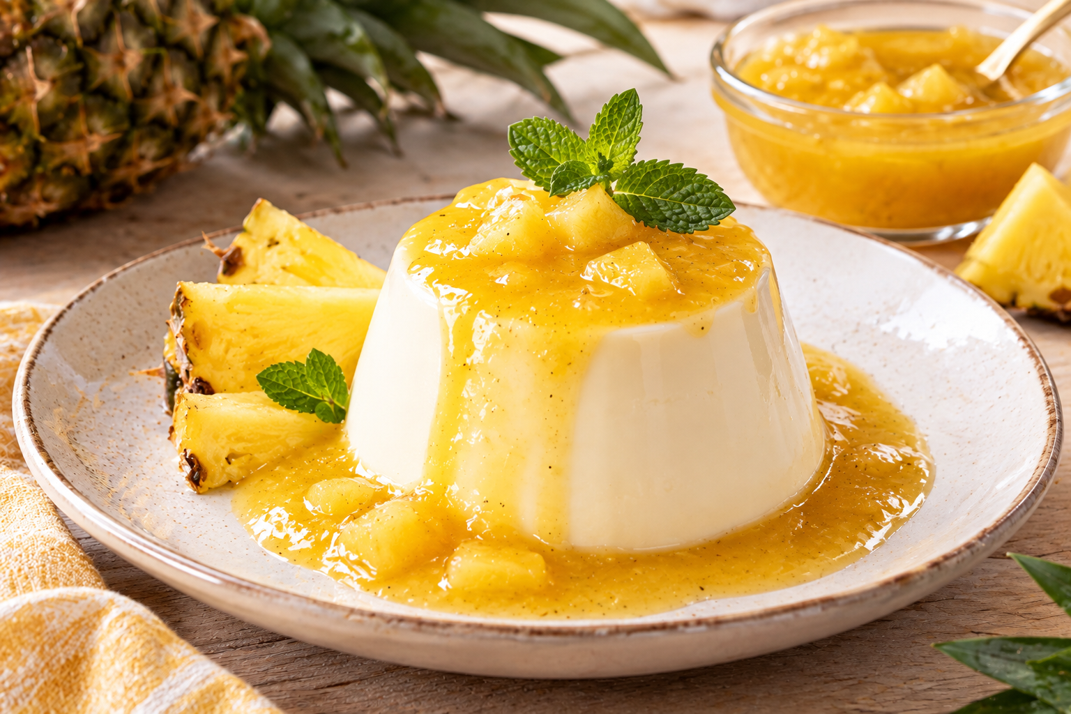 Panna cotta & coulis à l'ananas