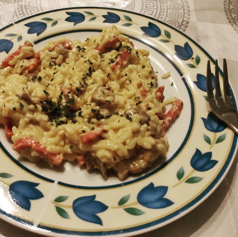 Risotto lardons & champignons [Recette au cookéo]